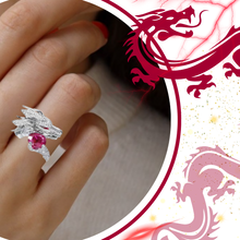 Carica l&#39;immagine nel visualizzatore di Gallery, Anello drago d&#39;argento, fatto a mano e unico nel suo genere - Ozerty
