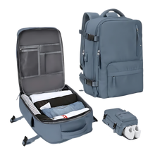 Load image into Gallery viewer, Zaino da viaggio impermeabile con ricarica USB -Blu navy - Ozerty
