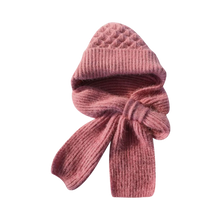 Load image into Gallery viewer, Cappello con cappuccio in maglia antivento con sciarpa e protezione per le orecchie integrate -Rosa - Ozerty
