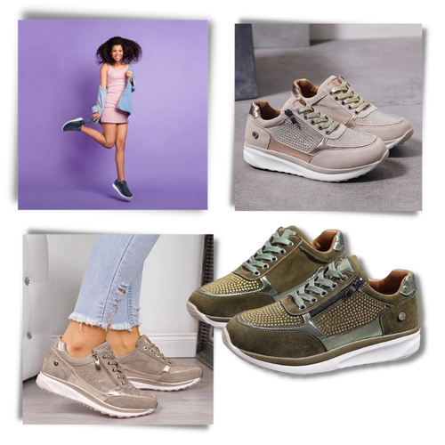 Scarpe da ginnastica con zeppa in strass - Ozerty